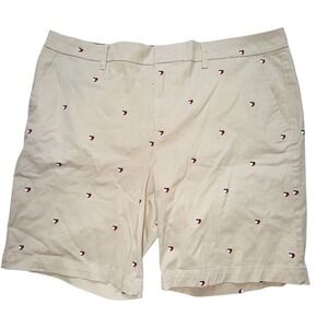 Tommy Hilfiger Heart Embroider Chino Shorts 16 flat front khaki preppy Vtg women